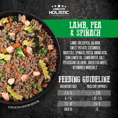 Absolute Holistic Grain Free - Home Cooked Recipe Lamb, Peas & Spinach Dog Food
