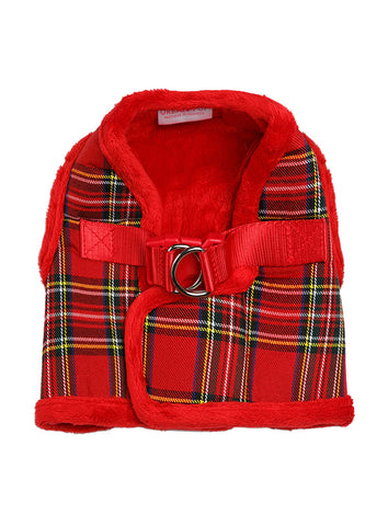 Luxury Fur Lined Dog Harness - Red