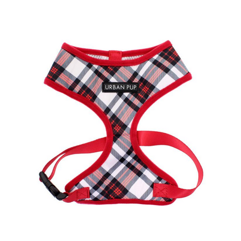 Plaid Dog Harness - Red / White