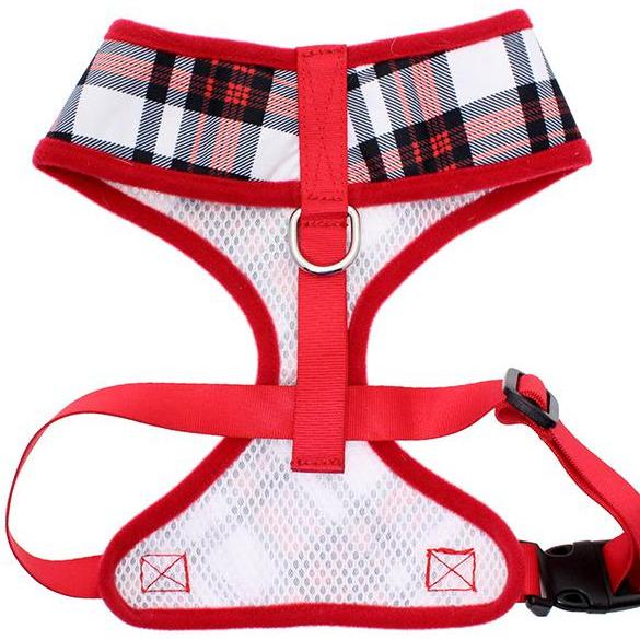 Plaid Dog Harness - Red / White