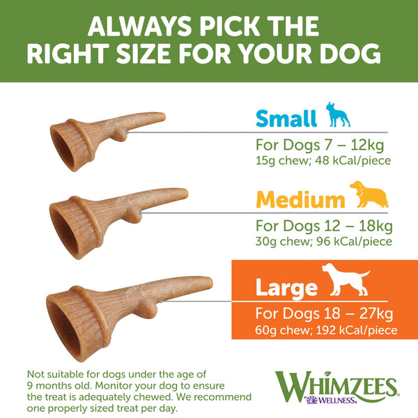 Whimzees Veggie Antler Dental Treat for Dogs