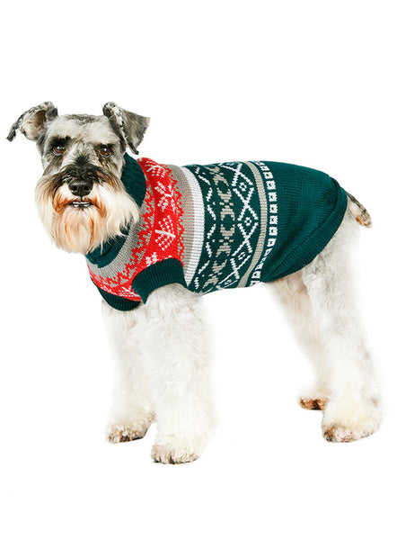 Urban Pup Green Fiar Isle Vintage Dog Sweater