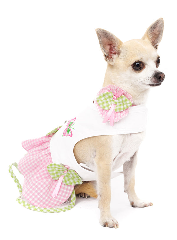 Butterfly Harness Dog Dress with Matching Lead and Hat