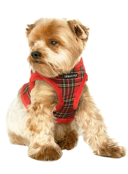 Luxury Fur Lined Dog Harness - Red