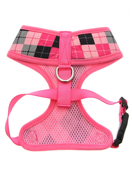 Argyle Dog Harness - Pink