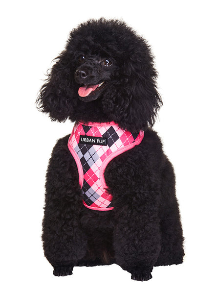 Argyle Dog Harness - Pink