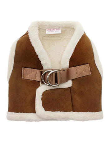 Luxury Faux Shearling Dog Harness - Brown / Cream