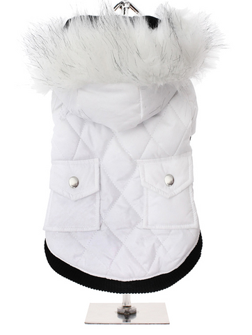 Snow White Quilted Dog Parka