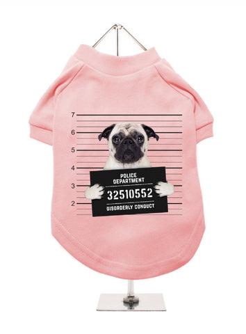 Dog T-Shirt - Police Mugshot - Dachshund - Baby Pink