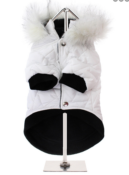 Snow White Quilted Dog Parka