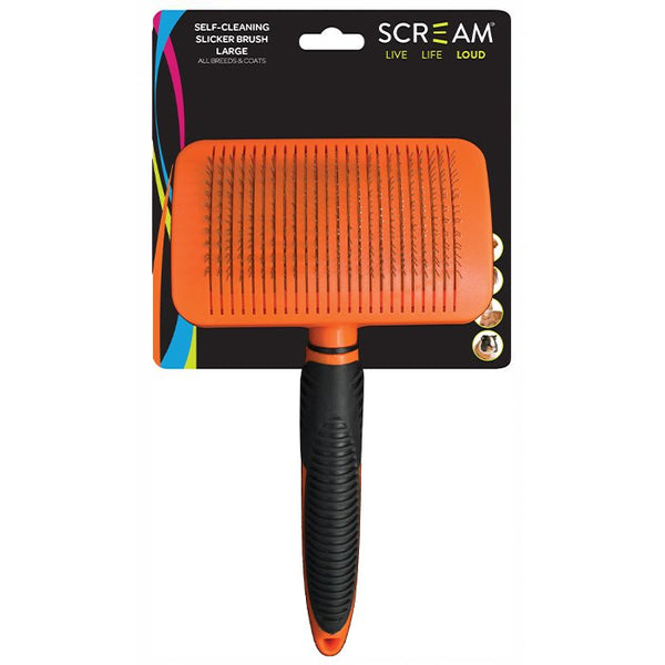 Scream Self-Cleaning Slicker Brush for Dogs
