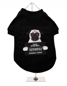 Dog T-Shirt - Police Mugshot - Pug - Black