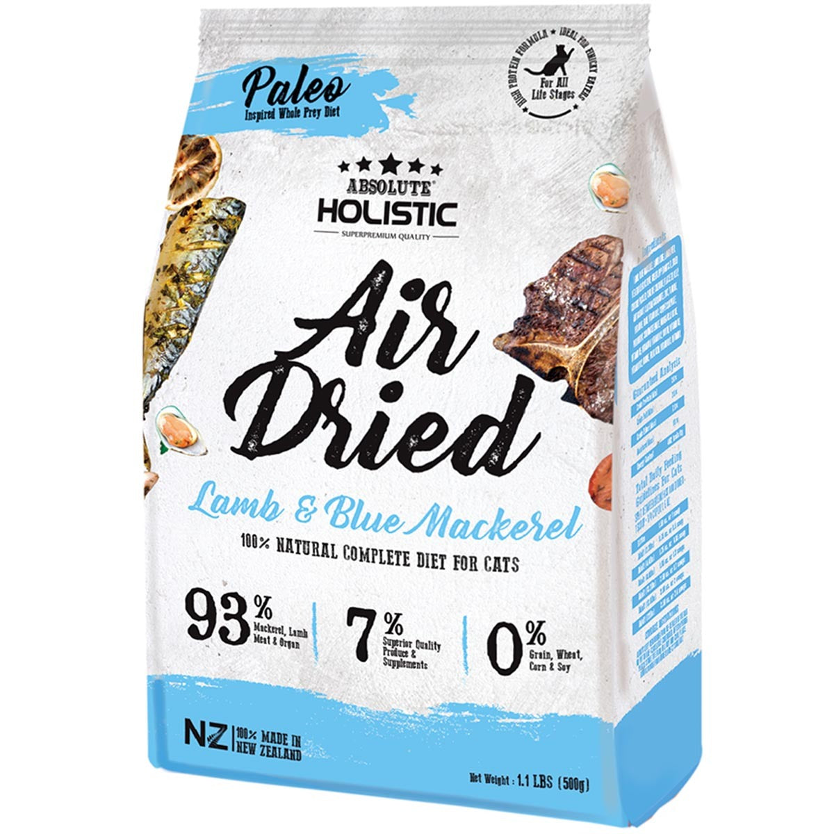 Absolute Holistic Air Dried Cat Food - Blue Mackeral & Lamb