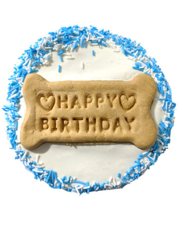Doggy Birthday Cake With Bone Shape Biscuit Top