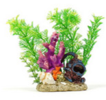 Divers Helmet & Coral with Plant Aquarium Ornament