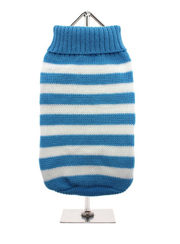 Dog Sweater - Candy Stripe Blue & White