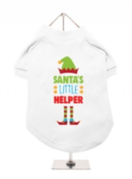 Christmas Dog T-Shirt - Santas Little Helper - White