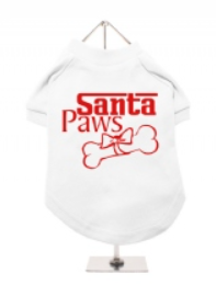 Christmas Dog T-Shirt - Santa Paws - White / Red