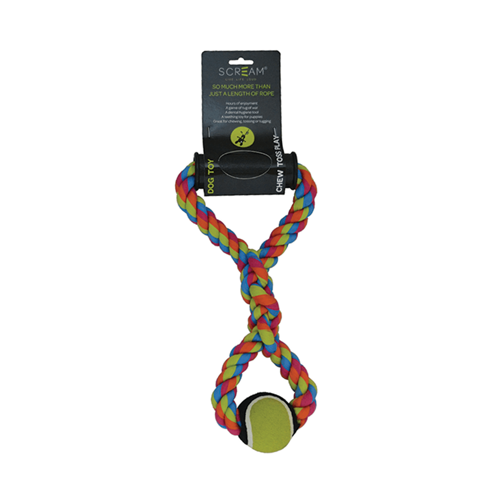 Scream Hand Tug Rope With Tennis Ball