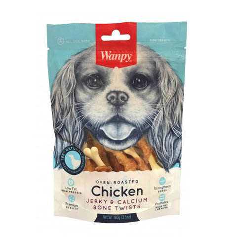 Wanpy Chicken Jerky & Calcium Bone Twists Dog Treats